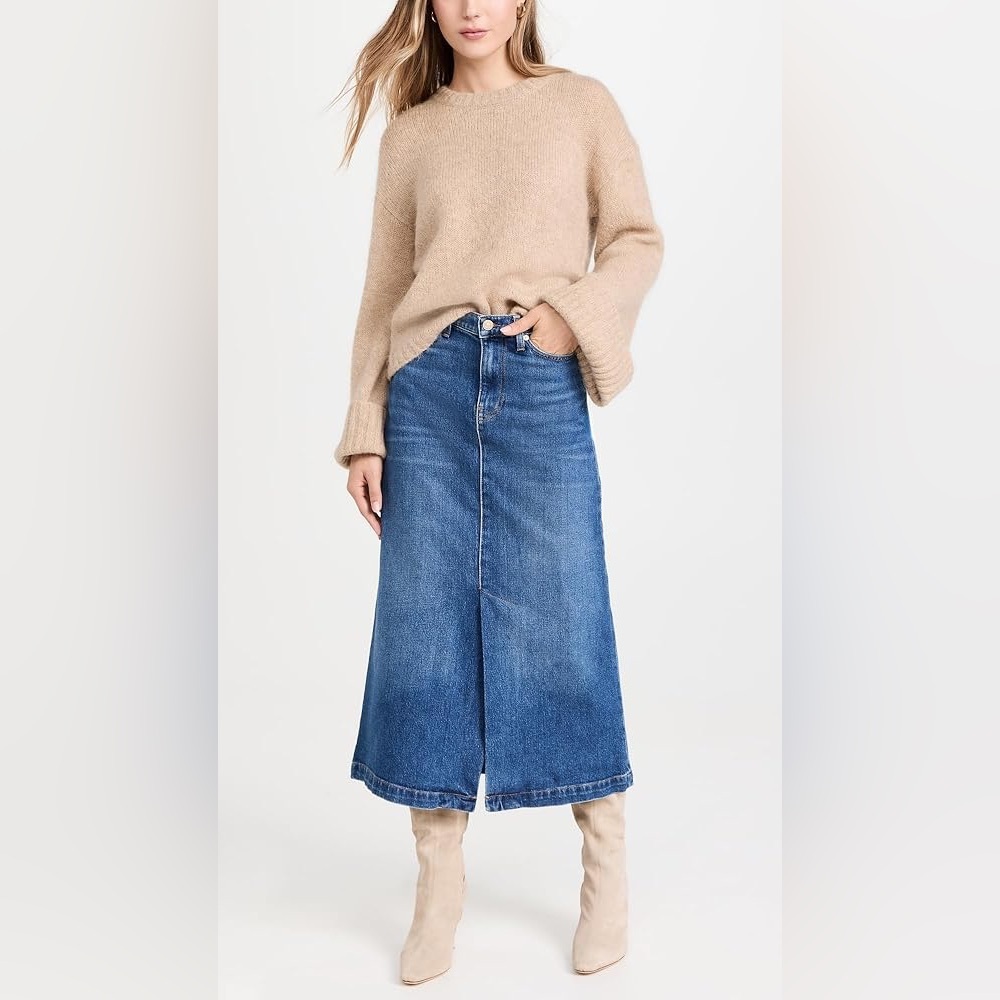 7 For All Mankind Women's Classic Maxi Denim Skirt NWT Size 23 MSRP $198